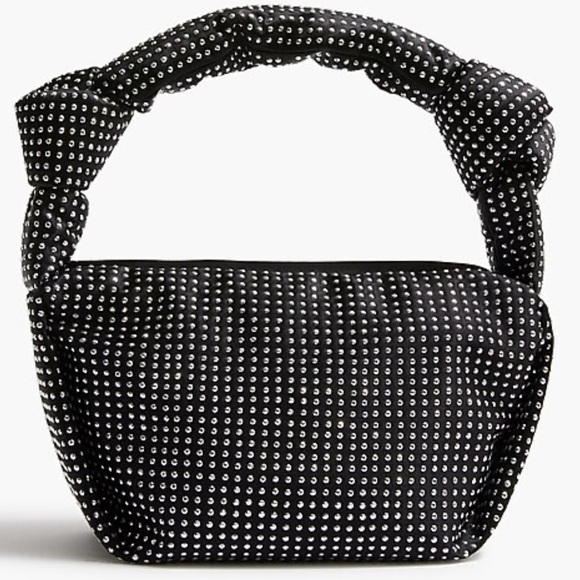 NWT J. CREW STUDDED DOUBLE KNOT BLACK & SILVER BAG - Picture 3 of 8
